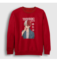 Presmono Unisex Bordo Shotou Anime Boku No Hero Academia Sweatshirt 129090tt (Kırmızı)