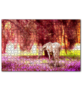 Cakapuzzle Orman Çiçekleri Kelebekler ve Beyaz At  Puzzle Yapboz MDF (Ahşap) (1000 Parça)
