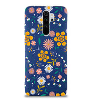 Xiaomi Redmi Note 8 Pro Uyumlu Lansman Kılıf Çiçek Tasarımlı İçi Kadife Kapak-Kırmızı (Lacivert)