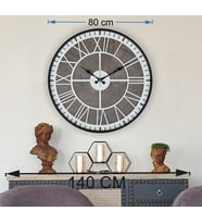 Markakanvas Siyah Metal Kasalı Mermer Desenli  Duvar Saati  ( Çap 50 cm -Çap 80 cm ) (Beyaz)