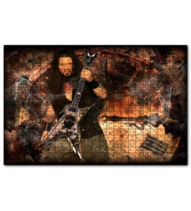 Cakapuzzle Dimebag Darrell Gitarı ve Arkaplanda Dev Saat  Puzzle Yapboz MDF (Ahşap) (1000 Parça)
