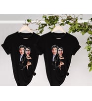 BK Gift Kişiye Özel Sevgililer Karikatürlü İkili Siyah T-shirt Seti, Sevgililer Hediye, Çift Hediyesi, Yıl Dönümü Hediyesi, Kişiye Özel Tişört (Model 11)