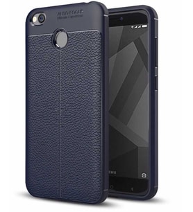Xiaomi Redmi 4x Kılıf Deri Tarzı Niss Silikon Case (Lacivert)