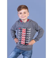 Toontoy Erkek Çocuk Kapüşonlu Baskılı Sweatshirt (Antrasit Melanj)