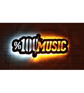 Led Işıklı Tablo Dekoratif 100 Müzik Duvar Süsü Dekorasyon (Sarı)