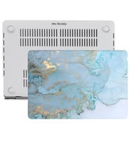 MacBook Air Kılıf HardCase A1369 A1466 ile Uyumlu Mermer Desenli Kılıf 06NL (Sarı-Lacivert)