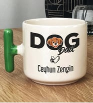 Kişiye Özel Dog Dad Hediye T Kupa Bardak Köpek Babası (Yeşil)