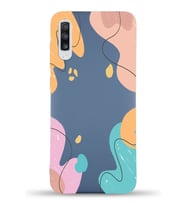 PrintiFy Samsung Galaxy A70 Uyumlu Lansman Kılıf Karışık Renkler Tasarımlı İçi Kadife Kapak (Petrol Mavisi)