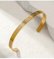 Ayetel Kürsi Dualı Yazılı Paslanmaz Çelik Kavisli Ayarlanabilir Manevi Kadın Erkek Bileklik (Gold)
