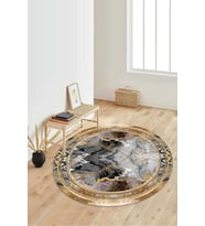 Dijital Baskılı Kaymaz Taban Yıkanabilir Yuvarlak Salon Halısı Koridor Halısı Paspas NDY-SD-443 (Gold)