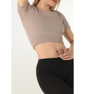DoReMi Seamless Kısa Kollu Crop (Vizon)