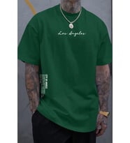 Erkek Los Angles Baskılı Oversize Tshirt (Yeşil)