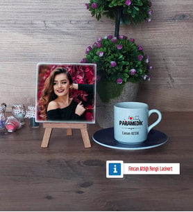 Paramedik Fotoğraflı Dekoratif Taş, Ahşap Altlıklı Türk Kahvesi Fincanı Hediye (Model 4)
