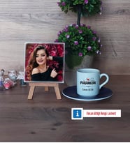 Paramedik Fotoğraflı Dekoratif Taş, Ahşap Altlıklı Türk Kahvesi Fincanı Hediye (Model 4)