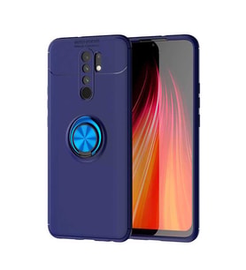 Xiaomi Redmi 9 Kılıf Yüzüklü Magnetli Ravel Case (Mavi)