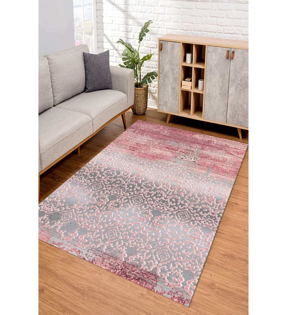 Dijital Kaymaz Taban Yıkanabilir Renkli Salon Halısı Mutfak Halısı Yolluk ND-SD-382 (Pembe)