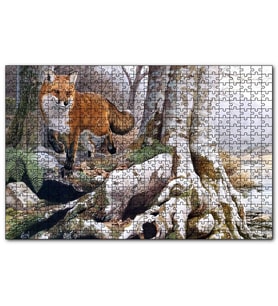 Cakapuzzle Ormandaki Yaşlı Ağaç ve Kahverengi Tilki  Puzzle Yapboz MDF (Ahşap) (500 Parça)