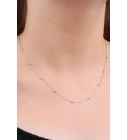 Toplu Forse Bayan Gümüş Zincir Kolye 45 cm wsn212 (Beyaz)