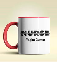 Kişiye Özel Nurse (Hemşire) Tasarımlı Turuncu Kupa Bardak (Kırmızı)