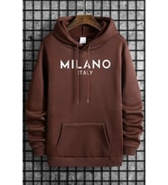Milano Baskılı Oversize Sweatshirt (Kahverengi)