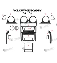 Meriç® Volkswagen Caddy Ön Torpido Kaplama Maun 18 Parça 2010-2014 (Karbon)