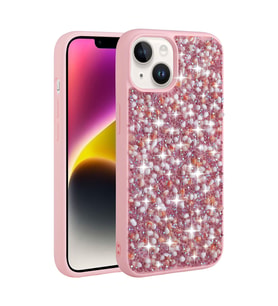 Apple iPhone 14 Plus Kılıf Parlak Taşlı Tasarım Zore Linea Kılıf (Pembe)