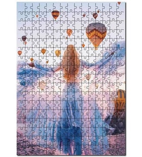 Cakapuzzle Beyaz Tül Elbiseli Kadın Sıcak Hava Balon Puzzle Yapboz MDF (Ahşap) (1000 Parça)