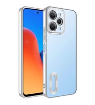 Xiaomi Redmi 12 Kılıf Kamera Korumalı Logo Gösteren Omega Kılıf (Gümüş)