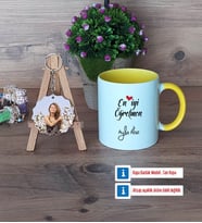 En İyi Öğretmen Kupa Bardak Beyaz ve Fotoğraflı Ahşap Anahtarlık Hediye (Model 7)