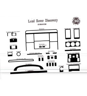 Meriç® Land Rover Discovery Ön Torpido Kaplama Maun 30 Parça 1990-1998 (Piano Black)