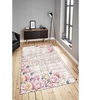 Dijital Baskılı Yıkanabilir Kaymaz Modern Renkli Salon Halısı Mutfak Halısı Yolluk ND-HY-1021 (Pembe)