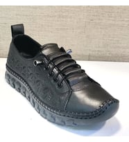 Elis 470 Kadın Hakiki Deri Düz Taban Comfort Casual Ayakkabı (Siyah)