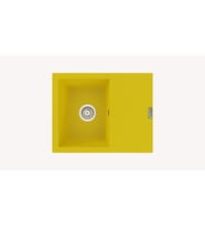 POLEX Cristalüx Granit Eviye P-S60 Tezgah Altı Ve Tezgah Üstü Kare Mutfak Evyesi 60,5x49,5cm (Sarı)