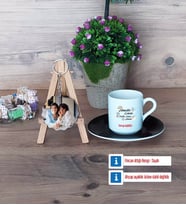 Anneler Günü Hediyesi Türk Kahvesi Fincanı Ahşap Altlıklı ve Fotoğraflı Ahşap Anahtarlık Hediye (Model 7)