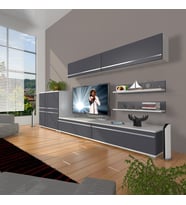 Decoraktiv Eko 6y Mdf Std Tv Ünitesi Tv Sehpası (Beyaz - Antrasit)