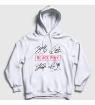 Presmono Unisex Beyaz Tanda Tangan Blackpink Kapüşonlu Sweatshirt 294160tt (Beyaz)