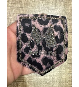 10X8 CM ÜTÜ İLE YAPIŞAN CEP ARMA TAŞ İLEME ARMA DİKİŞ HOBİ AKSESUARI LEOPAR (Pembe)