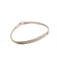 Gümüş Kazaziye Eskitme Bileklik : Siyah - Beyaz - 18 cm : Gümüş - 21 cm (Gümüş)