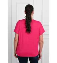 Kadın V Yaka Büyük Beden T-shirt 1486-23 (Fuşya)