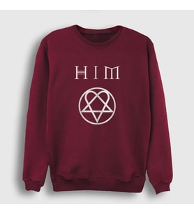 Presmono Unisex Beyaz Logo Him Sweatshirt 80919tt (Bordo)