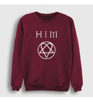 Presmono Unisex Beyaz Logo Him Sweatshirt 80919tt (Bordo)