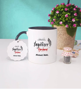 İngilizce Öğretmeni Kupa Bardak ve Anahtarlık (Siyah)