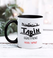 Tarih Öğretmeni Tasarımlı Kişiye Özel Kupa Bardak (Siyah)