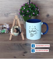 Doğum Günü Hediyesi Kupa Bardak Beyaz ve Fotoğraflı Ahşap Anahtarlık Hediye (Model 3)