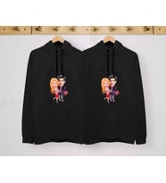 BK Gift Kişiye Özel Sevgililer Karikatürlü İkili Siyah Sweatshirt Seti, Sevgililer Hediye, Çift Hediyesi, Yıl Dönümü Hediyesi, Kişiye Özel Sweatshirt (Model 2)