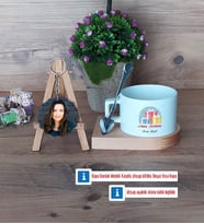 Doğum Günü Hediyesi Kupa Bardak Beyaz ve Fotoğraflı Ahşap Anahtarlık Hediye (Model 8)
