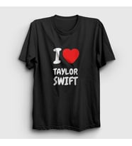 Presmono Unisex Sarı I Love Taylor Swift T-Shirt 311197tt (Siyah)