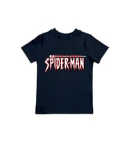 Spiderman baskılı örümcek adam pamuklu penye kumaş yazlık çocuk tişört (Siyah)