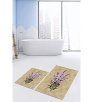 EVDEYA Baskılı Yıkanabilir Modern Çiçekli İkili Banyo Halısı Paspas Klozet Takımı, KLOZET-29-GRİ, (Kahverengi)