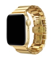 Apple Watch 7/8/9 41mm Kordon Metal Katlamalı Klipsli Kordon (Gold)